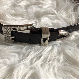 Brighton Brown Leather Belt w Silver Toned Buckle